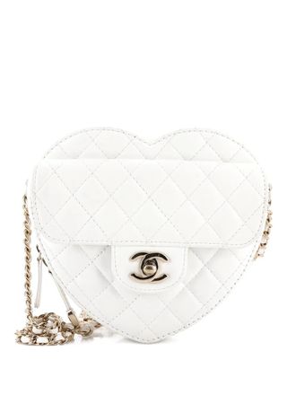 Chanel CC in Love Heart Bag Quilted Lambskin crossbody bag - women - Calf Leather - One Size - White