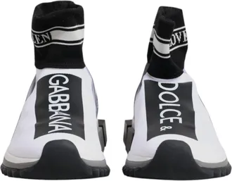 Dolce & Gabbana White Black Sorrento Socks Sneakers Womens Shoes