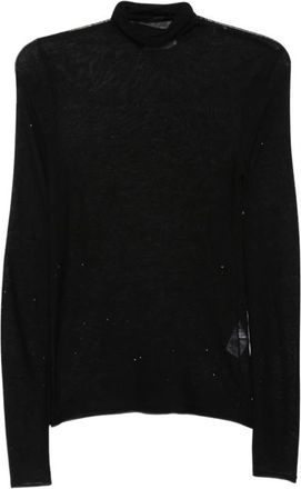 Majestic Filatures Turtleneck trui met paillettenapplicatie - Dames - Coltruien - Zwart - M - Pailletten - Truien & Vesten