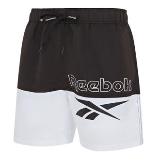 Reebok Badeshorts REEBOK Rory, Herren, Gr. XL, N-Gr, schwarz-weiss (schwarz, wei&szlig;), Web, Polyester, unifarben, Badehosen Badeshorts, mit Kordelzug und elasti
