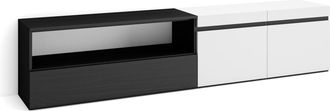 Skraut Home Skraut Home - Mueble Tv, Televisi&oacute;n, Muebles De Sal&oacute;n, Almacenaje, 200x45x35cm, Para Tv Hasta 80, Con Almacenamiento, Estilo Moderno, Blanco Y Negro
