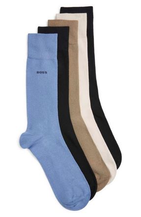 BOSS Assorted 5-Pack Cotton Blend Dress Socks in Beige Multi at Nordstrom, Size 7-13