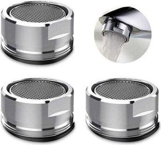 OEM Juego De 3 Grifos Aireadores, Grifo Aireador Con Filtro Y Junta Para Cocina Y Ba&ntilde;o - Color Plata (di&aacute;metro Exterior 24 Mm)