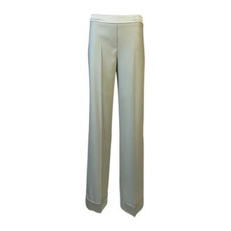 D.exterior Broeken, Dames, Groen, M, Satijn, Groene Palazzo Broek met Satijnen Details