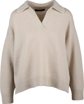 Max Mara Truien & Vesten, Dames, Beige, M, Wol, Agre Poloshirt Trui