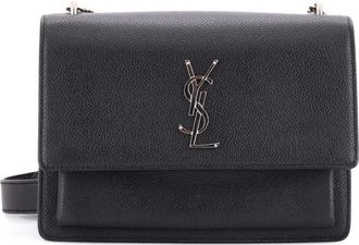 Saint Laurent Sunset Satchel Leather Medium crossbody bag - Zwart