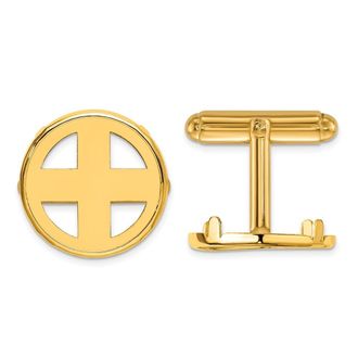 Diamond2Deal 14k Yellow Gold Mens Polished Classic Coin Bezel Cuff Links