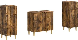 vidaXL Juego De Gabinete De Ba&ntilde;o De 2 Piezas Arnhem Roble Ahumado Vidaxl