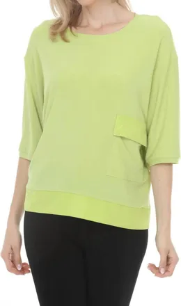 Joseph Ribkoff Scoop Neck 3/4 Sleeve Boxy Tunic Top In Honeydew
