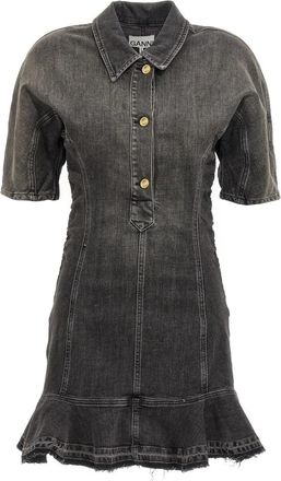 Ganni Tint Edge Dress - Dames - Shirt Kleedjes - Zwart - XS - Katoen - Kleedjes
