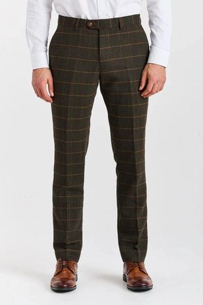 PAUL ANDREW Trousers Tweed Herringbone Check Wool Blend Pants