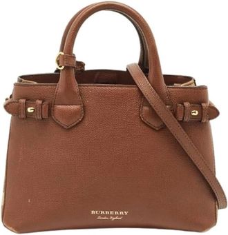 Burberry Pre-owned Handbags, female, Brown, Size: ONE SIZE Pre-owned Small Banner Tote