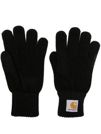 Carhartt Work in Progress logo-patch knitted gloves - unisex - Acrylic - L/XL - Black