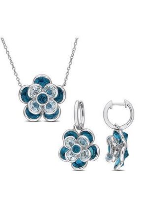 Delmar London Blue Topaz Flower Earrings & Necklace Set at Nordstrom Rack