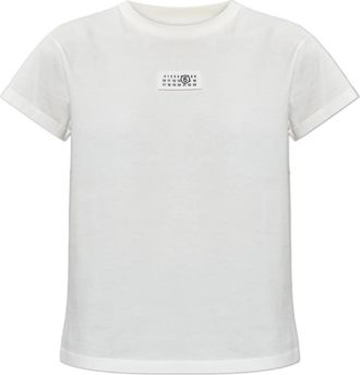 Maison Margiela T-shirt met logopatch - Dames - T-shirts - Wit - XS - Katoen - Tops