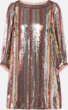 Rixo Abito corto Laurie a righe con paillettes