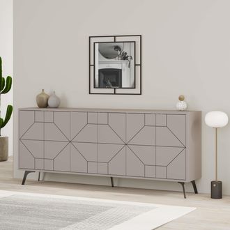 Decortie 6-Doors Push-to-open Doors Sideboard Dune with Metal Legs 183cm in Grey | Size: 3 Pack