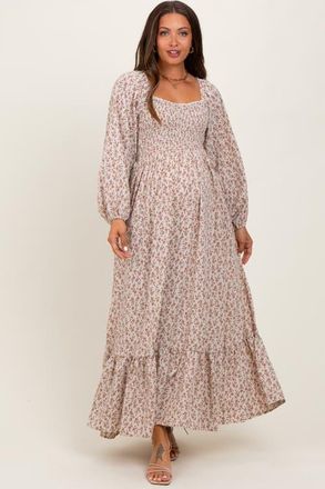 Pinkblush Floral Smocked Lace Trim Sweetheart Maxi Dress at Nordstrom, Size Medium