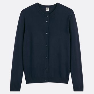 La Redoute Collections Vest met knoopsluiting, ronde hals, fijn tricot