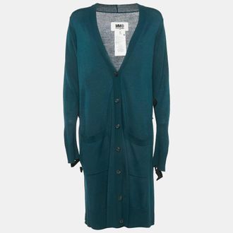 Maison Margiela Maison Martin Margiela Dark Green Button Front Tie-Up Detail Cardigan