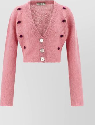 Alessandra Rich mohair embroidered cropped cardigan