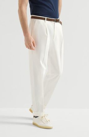 Brunello Cucinelli Gabardine garment dyed trousers in Snow at Nordstrom, Size 58 It