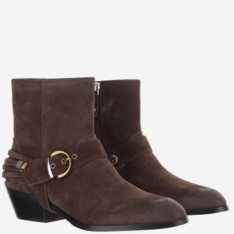 Pinko Womens Ankle Boots Jane O7 Suede Dark Brown Upper: Bovine Leather