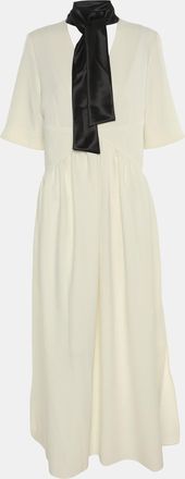 Victoria Beckham Daisy White Crepe Tie Neck Maxi Dress