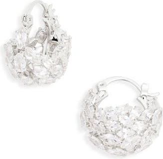 Tasha Mixed Stone Pav&eacute; Huggie Hoop Earrings in Silver at Nordstrom Rack