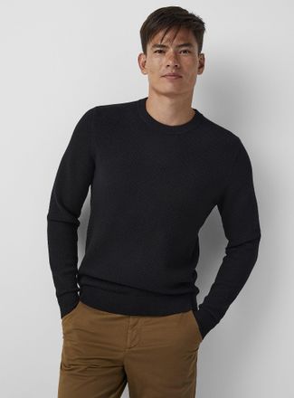 Le 31 Mens Diamond-textured sweater