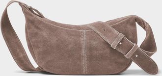 Simons Womens Minimalist suede half-moon hobo bag Exclusive collection from Italy