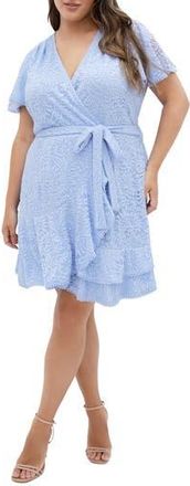 City Chic Sweat Lace Wrap Dress in Sky Blue at Nordstrom Rack, Size Xs/14W