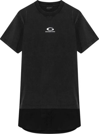 Balenciaga Hybrid Overhemdjurk - Dames - T-shirts - Zwart - XS - Katoen - Tops