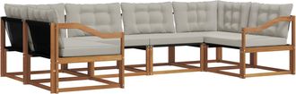 vidaXL Conjunto De Sof&aacute;s De Exterior 6 Uds. Natural Y Gris Claro Vidaxl