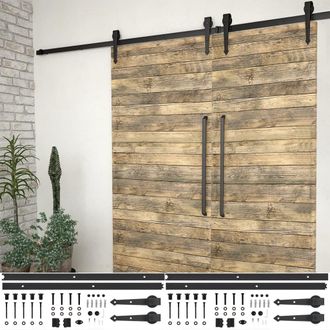 Berkfield Home Sliding Door Hardware Kits 2 pcs 200 cm Steel Black