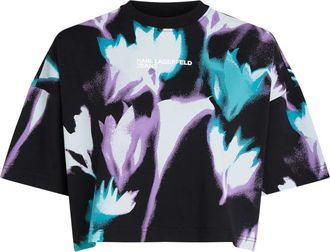Karl Lagerfeld T-shirt a fiori - Nero