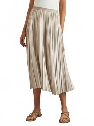 Reiss Lexie Striped Pleated Midi Skirt In Nuetral