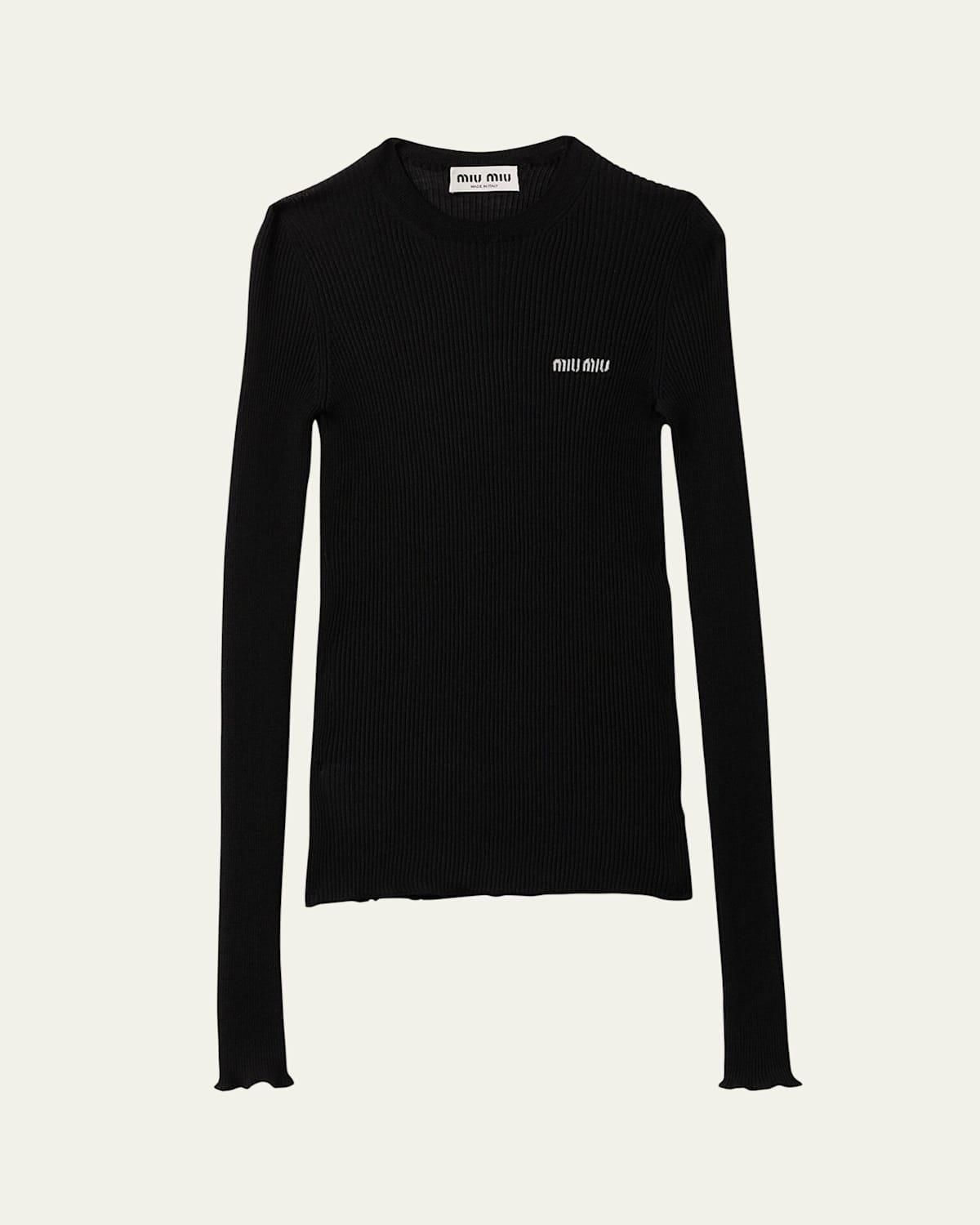 Tシャツ・カットソー MiuMiu | Merino wool crew-neck sweater Blue/red Shetland Wool Crew-neck Sweater | Miu Miu