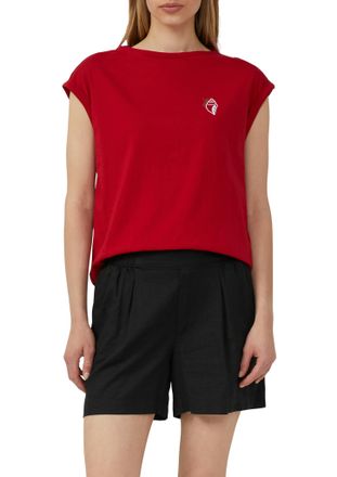 s.Oliver T-Shirt S.OLIVER, Damen, Gr. 42, rot (chili pepper), Jersey, Obermaterial: 100% Baumwolle, bedruckt, relaxed fit taillenbedeckt, Rundhals, Shirts T-Sh