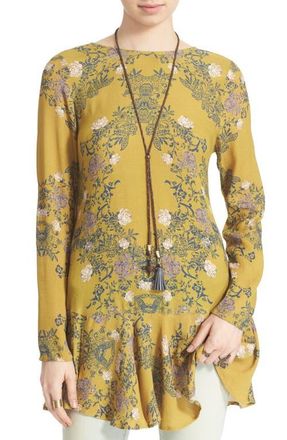 Free People Smooth Talker Tunic Dress in Gold Combo at Nordstrom, Size Small