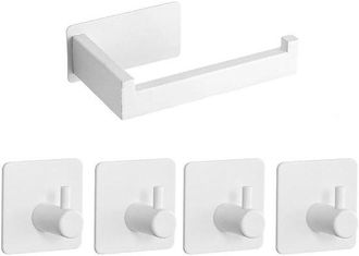 OEM Soporte Para Papel Higi&eacute;nico Sin Necesidad De Taladrar - Autoadhesivo - 1 Unidad - Blanco - Acero Inoxidable
