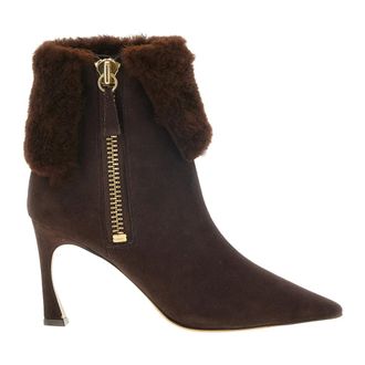 Alexandre Birman Mirabela 85 Curly Enkellaarsjes - Dames - Schoenen - Bruin - Maat: 40 EU Wol