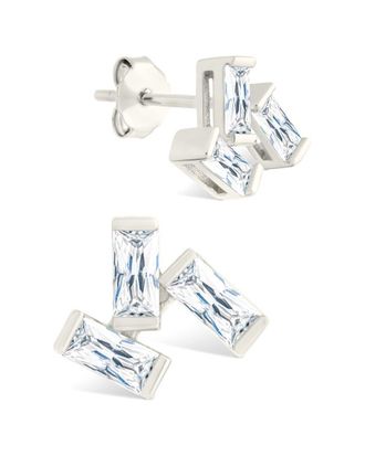 Sterling Forever Silver CZ Macy Stud Earrings