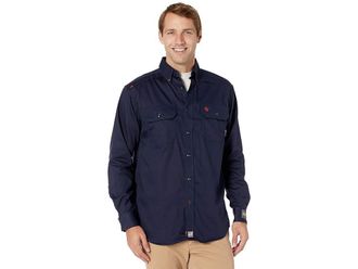 Ariat FR Solid Long Sleeve Work Shirt Mens Clothing Navy : 2XL, Nylon/Cotton