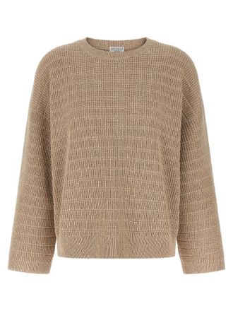 Brunello Cucinelli Diamond Cotton Sweater Sweaters And Cardigans Beige
