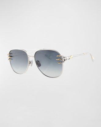 Anna-Karin Karlsson Men & apos;s Claw Voyage Double-Bridge Aviator Sunglasses