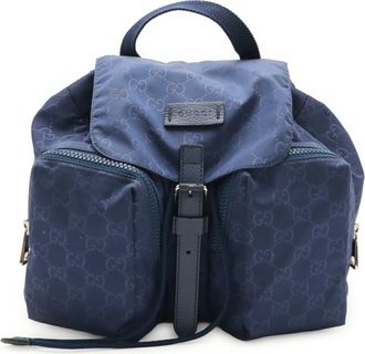 Gucci Navy Nylon Leather Backpack (Pre-Owned)