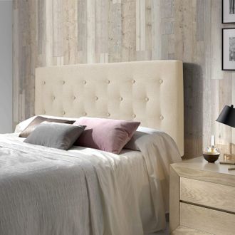 Marckonfort Testiera Di Tessuto Oslo 160x100 Cm, Beige, Gambe Di Legno, Kit Montaggio Incluso