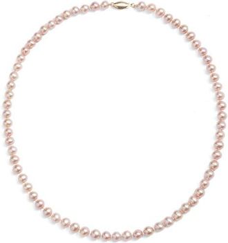 Nordstrom Freshwater Blush Pearl Necklace in Blush- 14K Yellow Gold at Nordstrom, Size 7