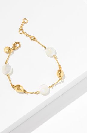 Talbots Polished Station Shell Bracelet - Gold - 001 Talbots